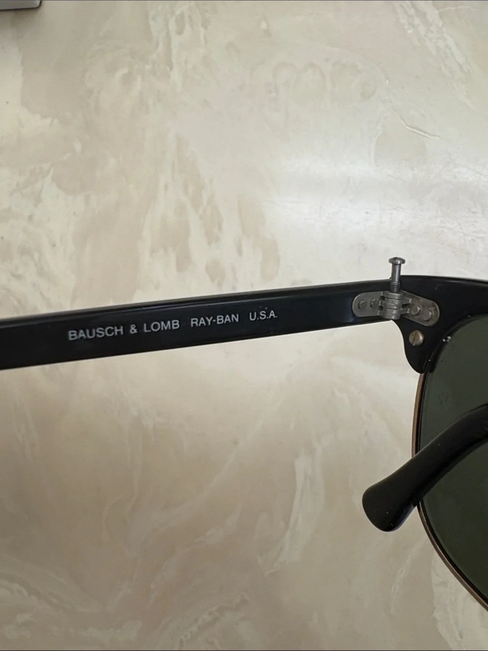 Ray-Ban Black and Gold Clubmaster Sunglasses with Dark Lenses